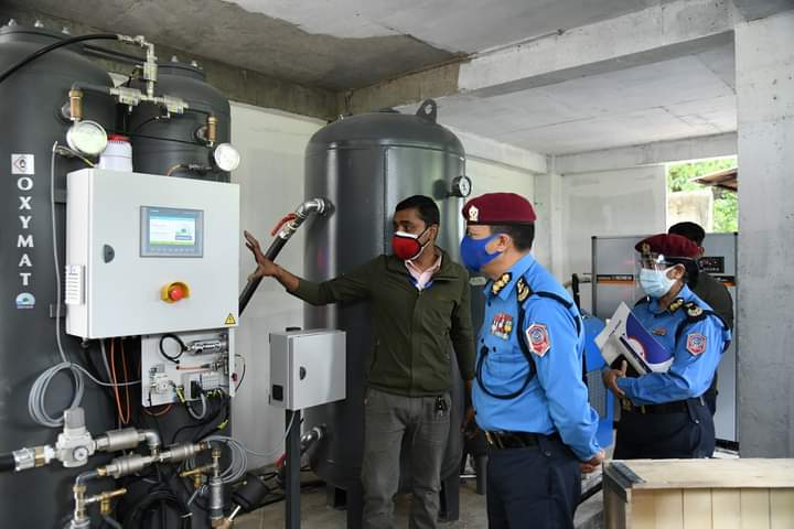 प्रहरी अस्पतालमा प्रतिसिलिण्डर ४६ लिटरका १ सय ४० सिलिण्डर दैनिक उत्पादन क्षमताको मेडिकल अक्सिजन उत्पादन शुरु