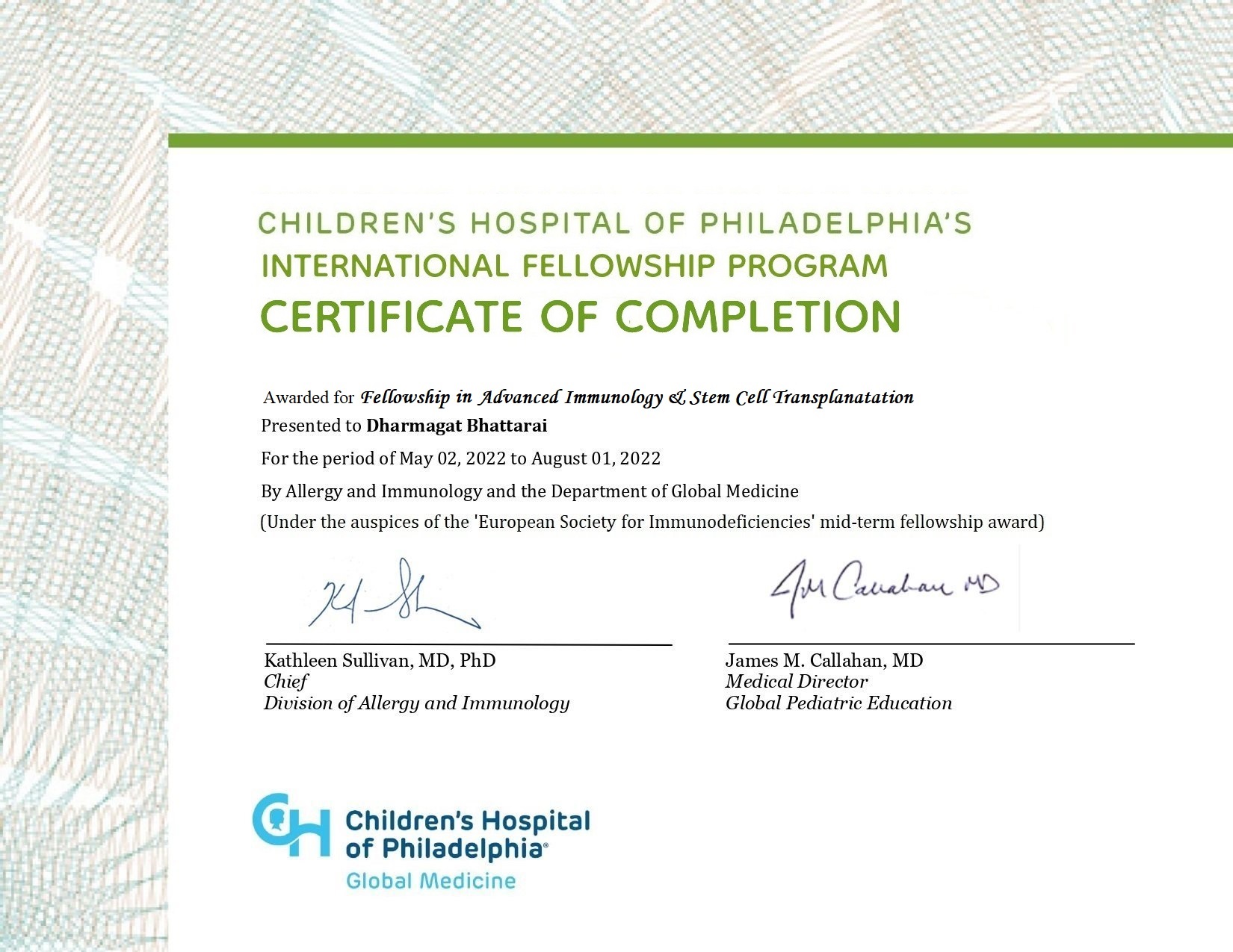 डा. धर्मागत भट्टराइ प्रतिष्ठित अन्तर्राष्ट्रिय इम्युनोलोजिस्ट युवा अवार्डबाट विभूषित