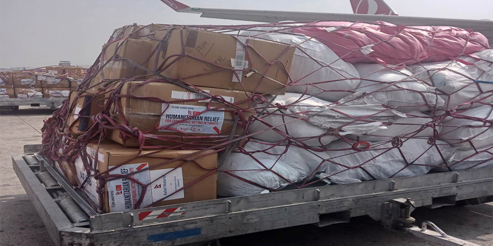 टर्की र सिरियाका भूकम्प पीडितलाई नेपालले पठायो राहत सामग्री