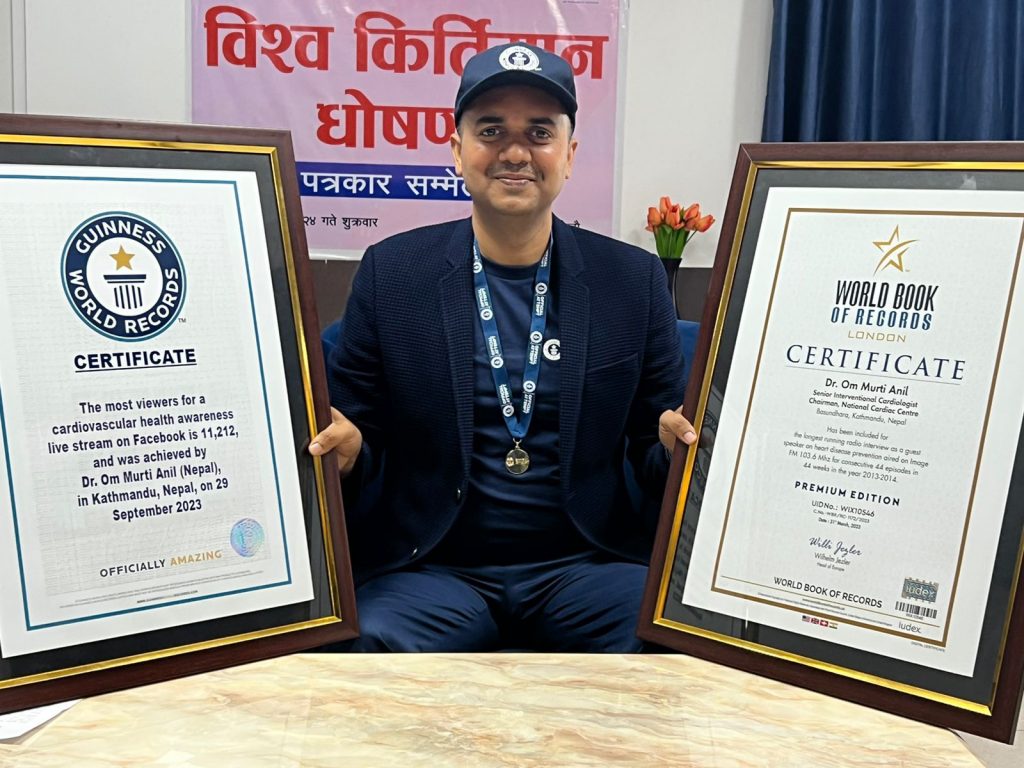 मुटुरोग विशेषज्ञ डा. ओममूर्तिद्वारा विश्व रेकर्ड कायम