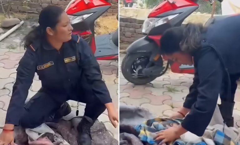 Pregnant woman rescued by the police, gave birth in the courtyard