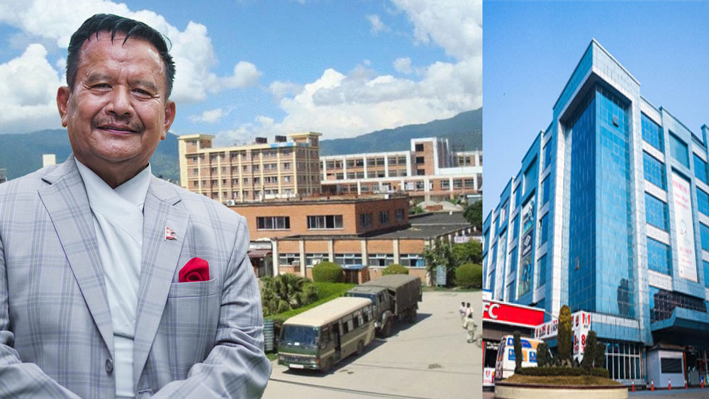 भाटभटेनीद्वारा टिचिङ अस्पताललाई साढे ९ करोडको ईएचएस भवन हस्तान्तरण गर्दै