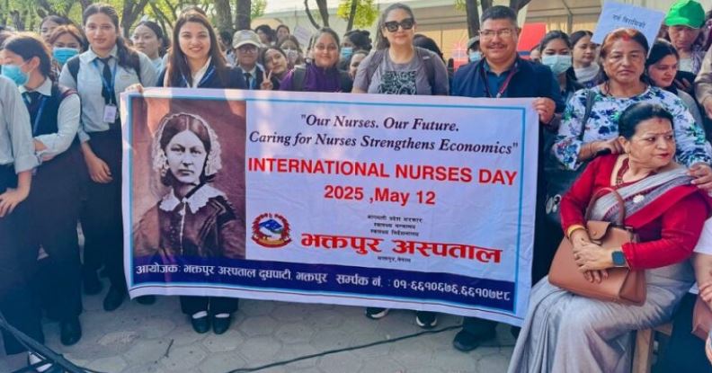 अन्तर्राष्ट्रिय नर्सिङ दिवसलाई लक्षित गर्दै काठमाडौँमा प्रभातफेरी, श्रम र सम्मानको माग