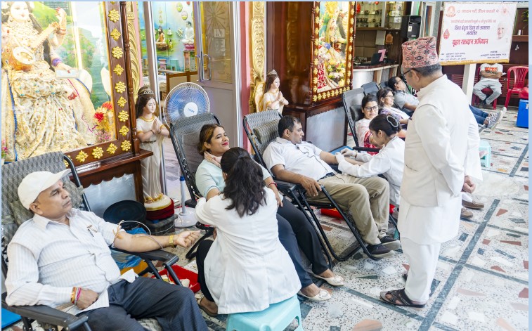 Nepal leads in the Brahma Kumaris' blood donation campaign, collecting over 11,000 pints of blood in four days